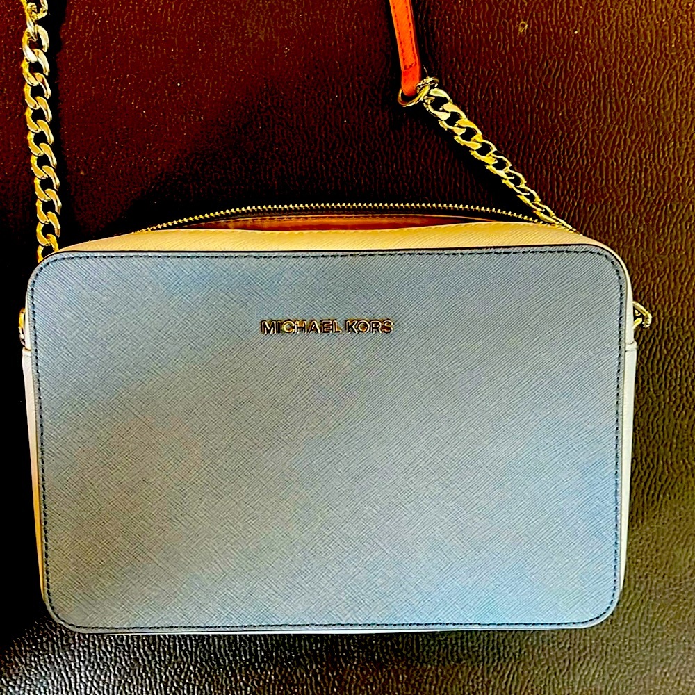 Michael Kors baby blue leather shoulder bag
